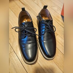 Black Leather Youth Shoes